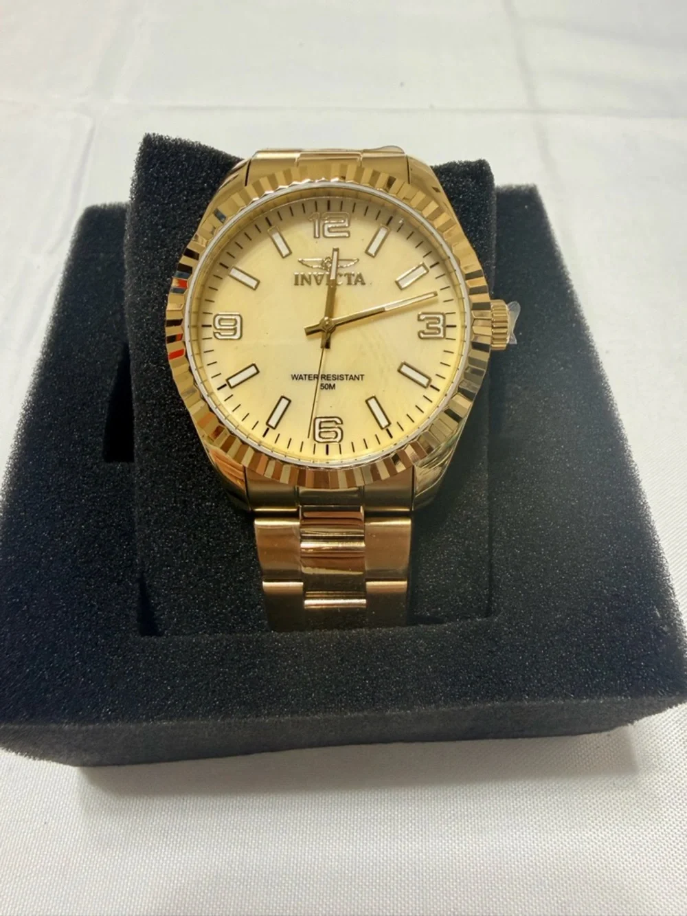 Invicta Men’s Gold-Tone Stainless Steel Watch with Mother of Pearl dial
